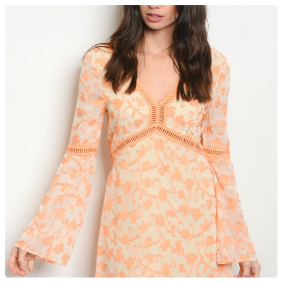 Kayla Peach Leaf Ivory Dress - Picture 6 of 9